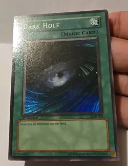 YUGIOH DARK HOLE SUPER LOB-052 1ST EDITION PLAYED - Image 4