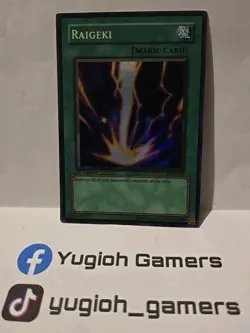 YUGIOH RAIGEKI SUPER LOB-053 1ST EDITION LIGHT PLAYED - Image 1