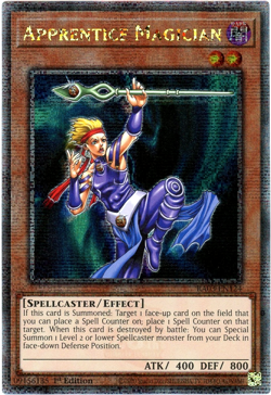 Yugioh! Apprentice Magician RA03-EN124 Quarter Century Secret Rare 1st Edition - Image 1
