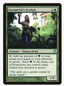 Karametra's Acolyte #160 Theros Magic Card In Protective Sleeve - Image 1