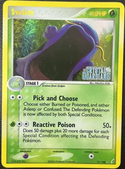 Swalot 11/100 EX Crystal Guardians Reverse Holo Stamped Pokemon Card LP - Image 1