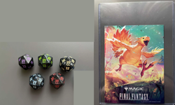 MTG FF Final Fantasy Die Dice + 5x D20 Spindown + Chocobo Poster - Image 1