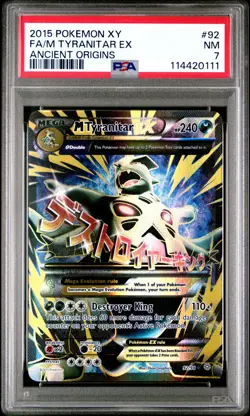 2015 POKEMON ANCIENT ORIGINS M TYRANITAR EX #92 PSA 7 NEAR MINT #114420111 - Image 1