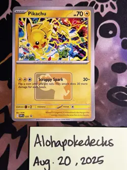 Pikachu “Winner” Promo 2025 World Championships SVP EN 225 Pokemon Worlds NEW - Image 1