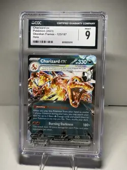 CGC 9 MINT Charizard Ex 125/197 HOLO RARE Obsidian Flames Pokemon Card - Image 1