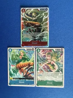 Monet One Piece TCG 3-card lot OP10 Super Rare+OP05 Uncommon +OP01 Common - PWE! - Image 1