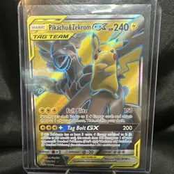 Pokemon TCG Card - Pikachu & Zekrom GX Tag Team 162/181 Full Art Holo Rare MP - Image 3