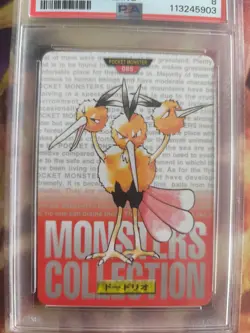 Pokemon Card Dodrio Dodri Monsters Collection 1996 Carddass Red Japanese PSA 8 - Image 3