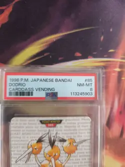 Pokemon Card Dodrio Dodri Monsters Collection 1996 Carddass Red Japanese PSA 8 - Image 4