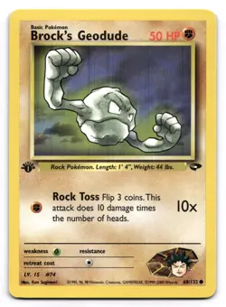 Brock's Geodude LP 1st Edition Gym Challenge 68/132 Pokemon TCG Regular - Image 1