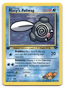 Misty's Poliwag LP 1st Edition Gym Challenge 89/132 Pokemon TCG Regular - Image 1