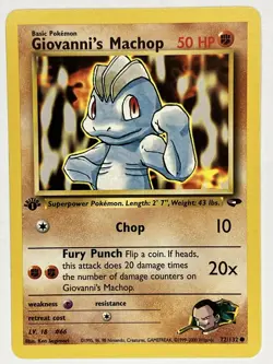 Giovanni's Machop NM 1st Edition Gym Challenge 72/132 Pokemon TCG Regular - Image 1