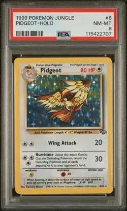 Pidgeot PSA 8 NEW CERT Unlimited Jungle 8/64 Pokemon TCG Holo - Image 1