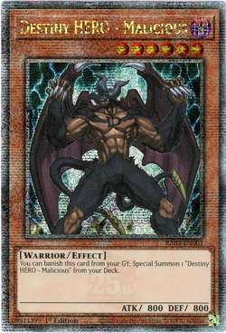 Yugioh! Destiny HERO - Malicious RA03-EN001 Quarter Century Secret Rare 1st - Image 1