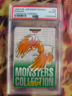 Pokemon Card Fearow Ibitak Monsters Collection 1996 Carddass Gree Japanese PSA 6 - Image 2