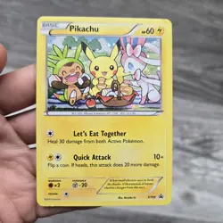 Pokemon Pikachu XY95 Holo 2016 Let's Eat Together Cutest Card RARE - Image 1