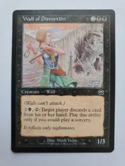 MTG Magic The Gathering Card Wall of Distortion Creature Wall Black Mercadian Ma - Image 1