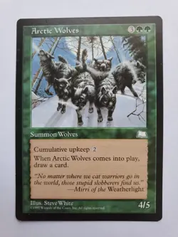MTG Magic The Gathering Card Arctic Wolves Summon Wolves Green Weatherlight 1997 - Image 1