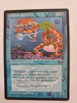 MTG Magic The Gathering Card Vodalian Soldiers Summon Merfolk Blue Fallen Empire - Image 1