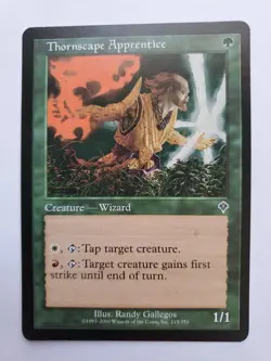 MTG Magic The Gathering Card Thornscape Apprentice Creature Wizard Green Invasio - Image 1