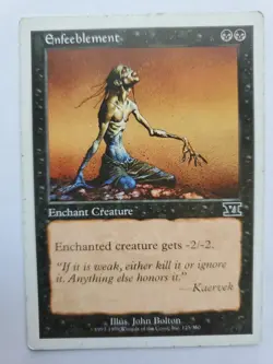 MTG Magic The Gathering Card Enfeeblement Enchant Creature Black 6th Edition - Image 1