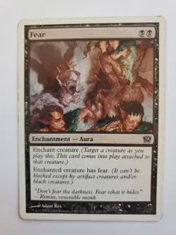 MTG Magic The Gathering Card Fear Enchantment Aura Black 9th Edition - Image 1