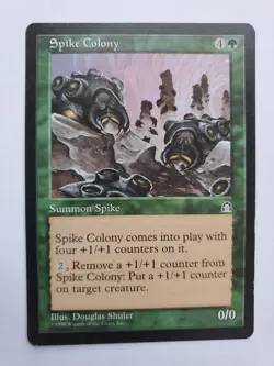 MTG Magic The Gathering Card Spike Colony Summon Spike Green Stronghold 1998 - Image 1