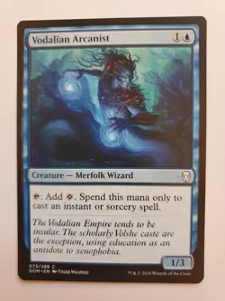 MTG Magic The Gathering Card Vodalian Arcanist Creature Merfolk Wizard Blue Domi - Image 1