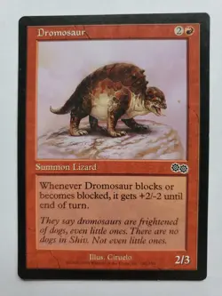 MTG Magic The Gathering Card Dromosaur Summon Lizard Red Urza's Saga - Image 1