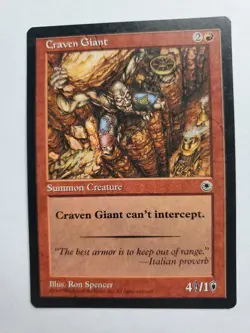 MTG Magic The Gathering Card Craven Giant Summon Creature Red Portal 1997 - Image 1
