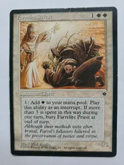 MTG Magic The Gathering Card Farrelite Priest Summon Cleric White Fallen Empires - Image 1