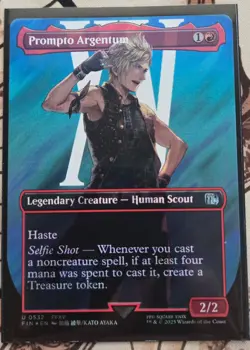 MAGIC - MTG - FINAL FANTASY #532 PROMPTO ARGENTUM BORDERLESS SURGE FOIL U FFXV - Image 1