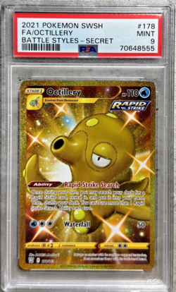 Pokemon Card Octillery Full Art Secret Rare PSA 9, Battle Styles #178, 2021 (1) - Image 1