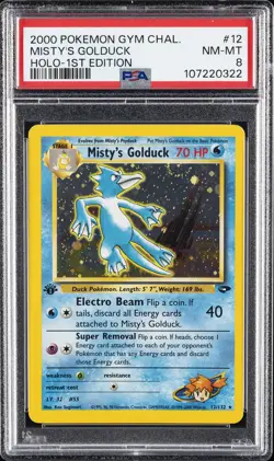 2000 POKEMON GYM CHALLENGE HOLO-1ST ED #12 MISTY'S GOLDUCK PSA 8 - Image 1