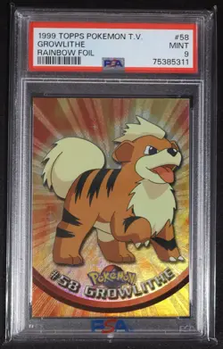 1999 Topps - Pokemon TV Growlithe #58 - RAINBOW PSA 9 - Image 1