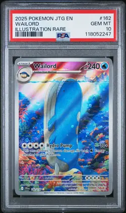 2025 POKEMON JTG EN-JOURNEY TOGETHER ILLUSTRATION RARE #162 WAILORD PSA 10 - Image 1