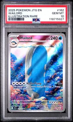 2025 POKEMON JTG EN-JOURNEY TOGETHER ILLUSTRATION RARE #162 WAILORD PSA 10 - Image 1