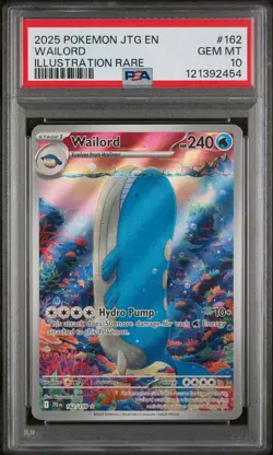 2025 POKEMON JTG EN-JOURNEY TOGETHER ILLUSTRATION RARE #162 WAILORD PSA 10 - Image 1