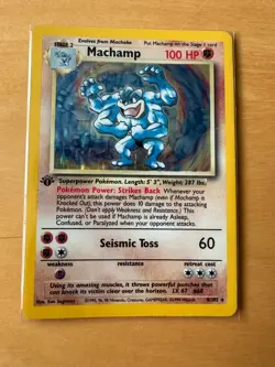 Machamp 8/102 Pokemon Base Set FIRST EDITION Holo Rare Card Very Good Condition - Image 1