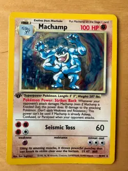 Machamp 8/102 Pokemon Base Set FIRST EDITION Holo Rare Card Very Good Condition - Image 3
