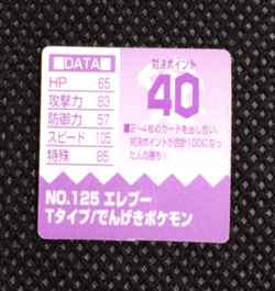 Electabuzz Pokemon Bros Card Anime Mini Game Boy Nintendo Rare Japan No.125 - Image 3