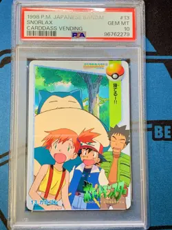 PSA 10 GEM MINT Snorlax 13 Pokemon Japanese Carddass 1998 013 Card Bandai - Image 1
