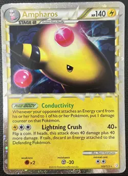 Ampharos Prime 109/123 HeartGold & SoulSilver Ultra Rare Pokemon Card LP - Image 1
