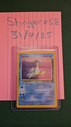 Pokemon TCG Lapras Fossil Holo Unlimited Rare Card 10/62 - Image 1