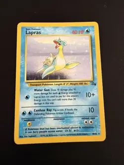 Pokemon TCG Lapras Fossil Holo Unlimited Rare Card 10/62 - Image 1