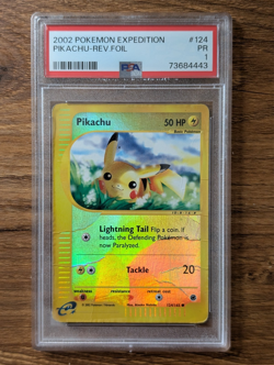 2002 Pokemon Expedition PSA 1 Pikachu Reverse Foil Holo #124 Poor PR - Image 1