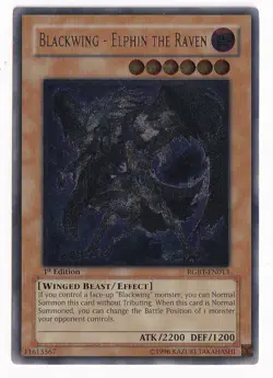 YUGIOH! BLACKWING ELPHIN THE RAVEN RGBT-EN013 1ST ULTIMATE VLP - Image 1