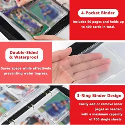 Pokemon Card Binder 4 Pocket 50 Page Card Album Binder Holds 400 Cards - Image 5
