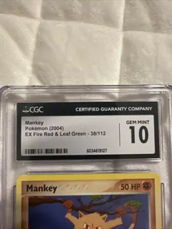 Mankey CGC 10 Gem Mint EX Fire Red Leaf Green 38/112 Pokemon Card 2004 Rare - Image 2