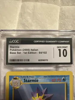 Starmie CGC 10 Gem Mint 1st Edition Italian Base Set 64/102 Pokemon Card 2000 - Image 2